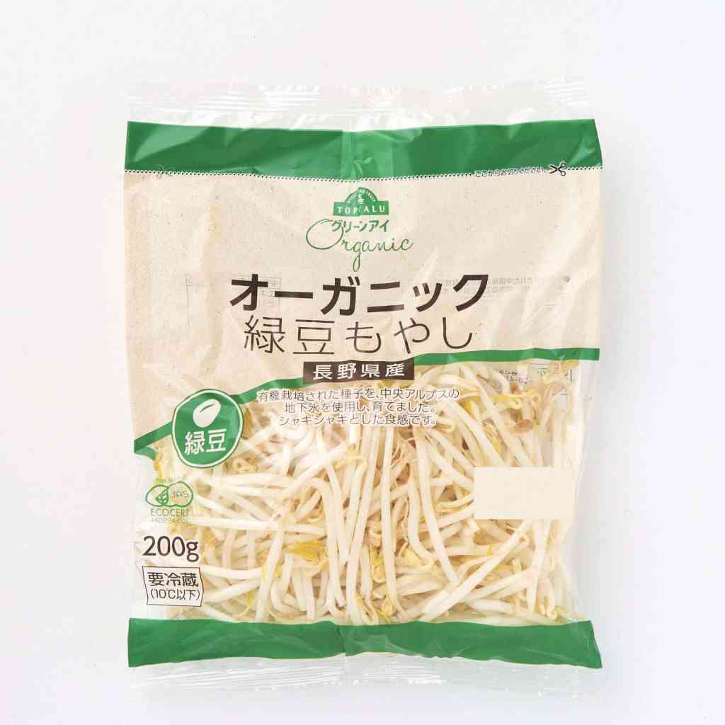 トップバリュ グリーンアイオーガニック 緑豆もやし（長野県その他国内産）
